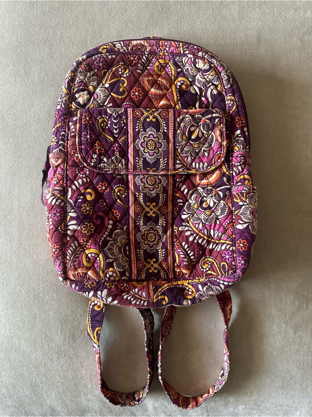 Vera Bradley Quilted Floral Pattern Purple Backpack